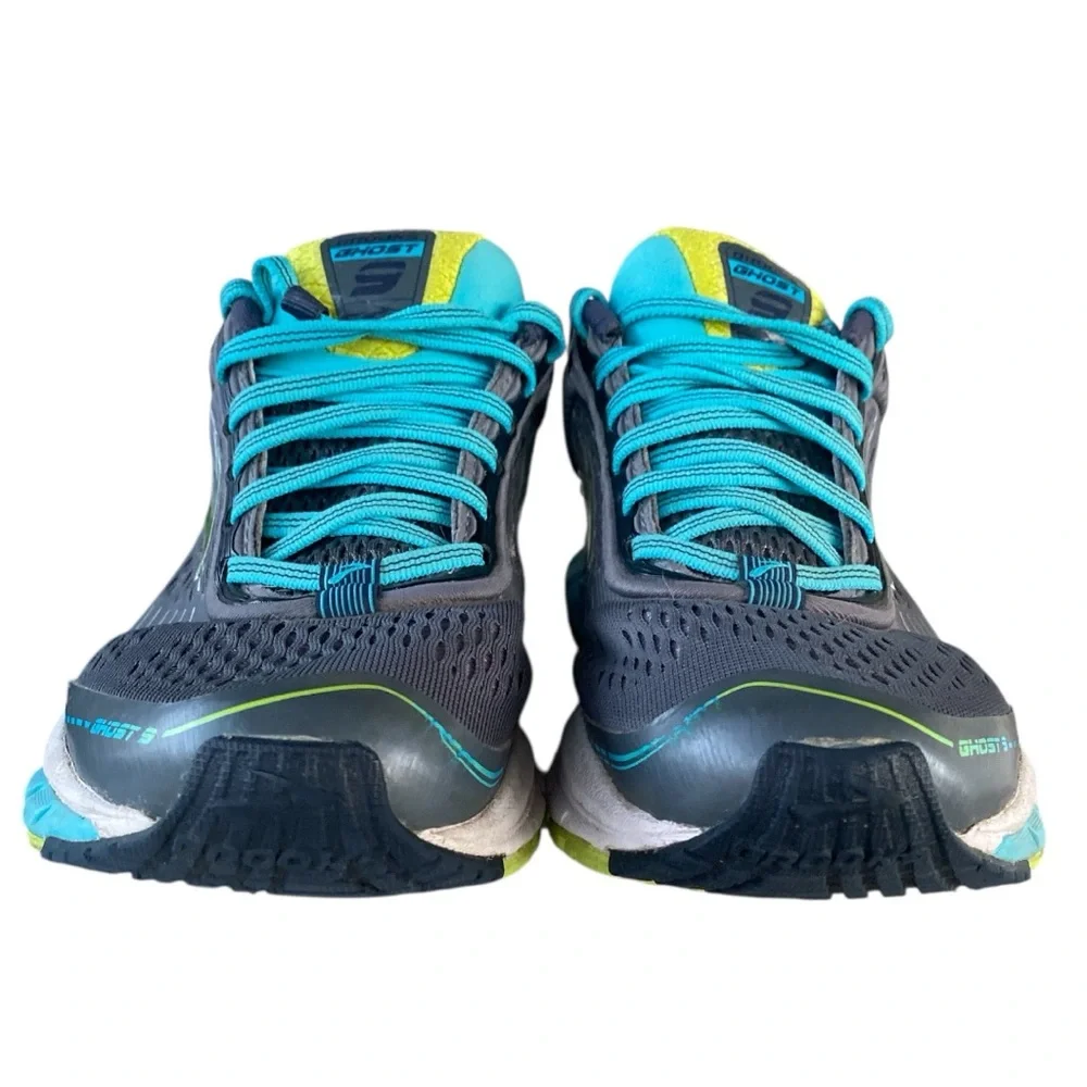 BROOKS Ghost 9 Grey Turquoise Running Athletic Sneakers 1202251B151 Women’s 8.5